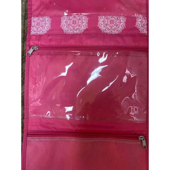 Pink Hanging or Foldup Organizer with Roomy Zipper Clear Pockets Name "Emma" Emb - Picture 5 of 6